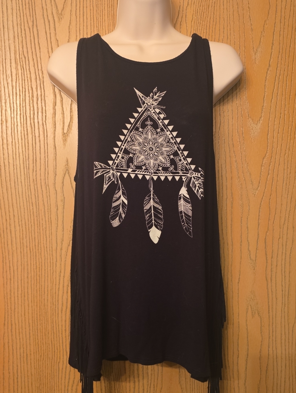 Ginger G Black Tank Top with White Dreamcatcher Graphic